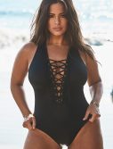 Plus Size Ashley Graham x Swimsuits For All CEO Black Lace Up One Piece Swimsuit