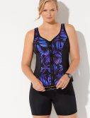 Plus Size Chlorine Resistant Catch Sweetheart Zip Front Tankini with Bike Short