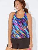 Plus Size Chlorine Resistant Signal Racerback Tankini with Banded Short