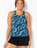Plus Size Chlorine Resistant Waterworks Princess Seam Tankini with Banded Short